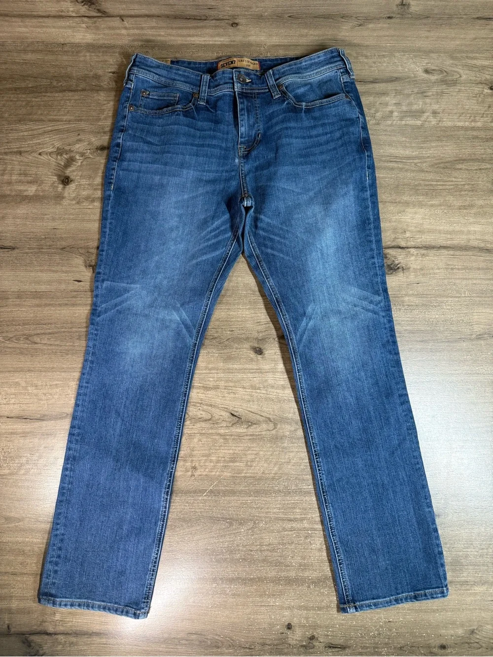 Seven7 Premium Denim Co Men’s Slim Straight Fit Denim Blue Jeans Size 34x32